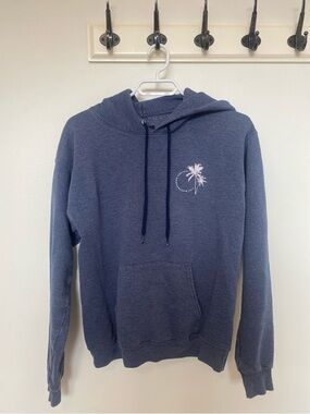 Women’s Navy Pullover Hoodie with Palm Tree Graphic